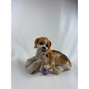 Vintage Mother Puppy Dog Music Box Figurine Plays Baby Mine Beagle Resin